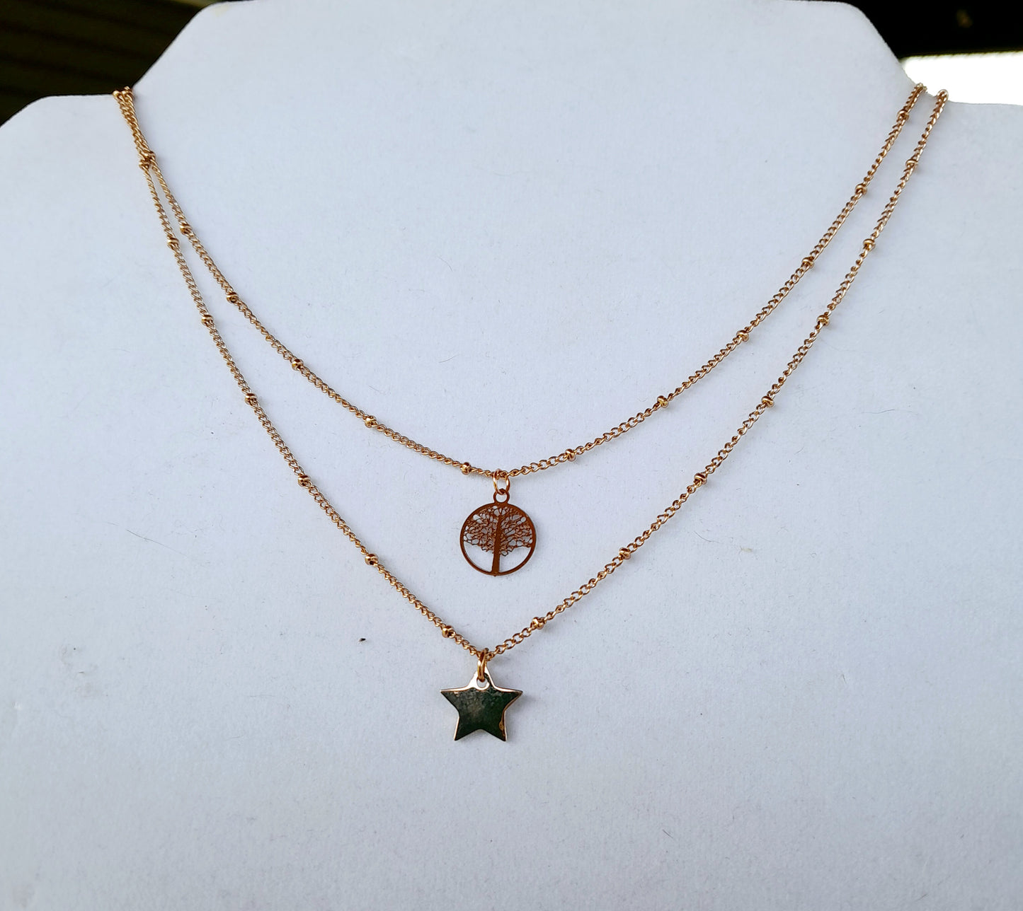 Collier double or rose