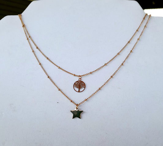 Collier double or rose