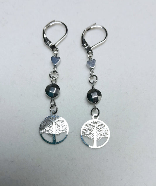 Boucles d'oreilles "arbres argentés"