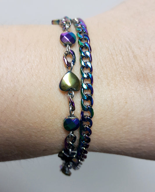 Bracelet double arc-en-ciel