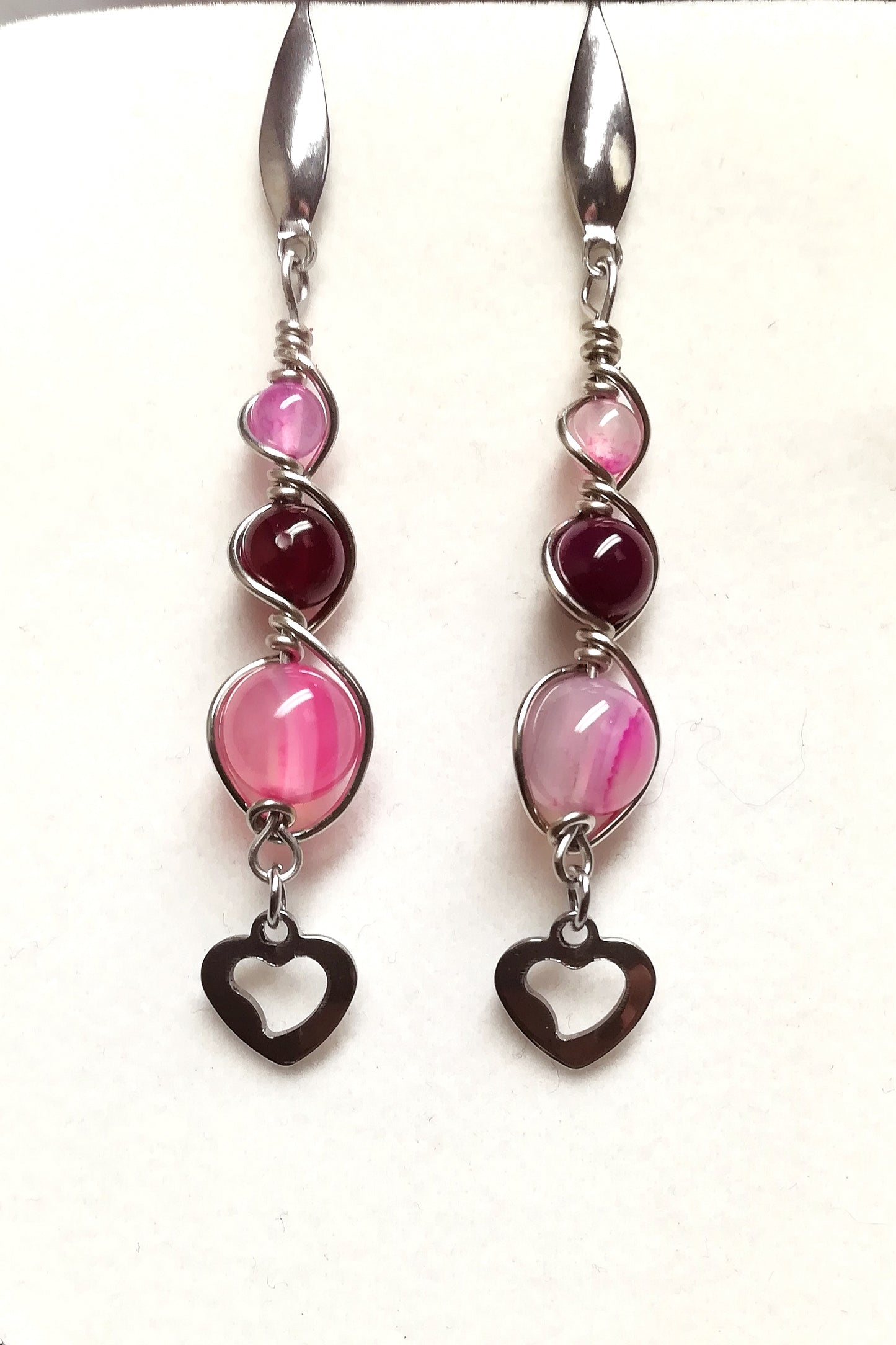 Ensemble torsadé agates fushia