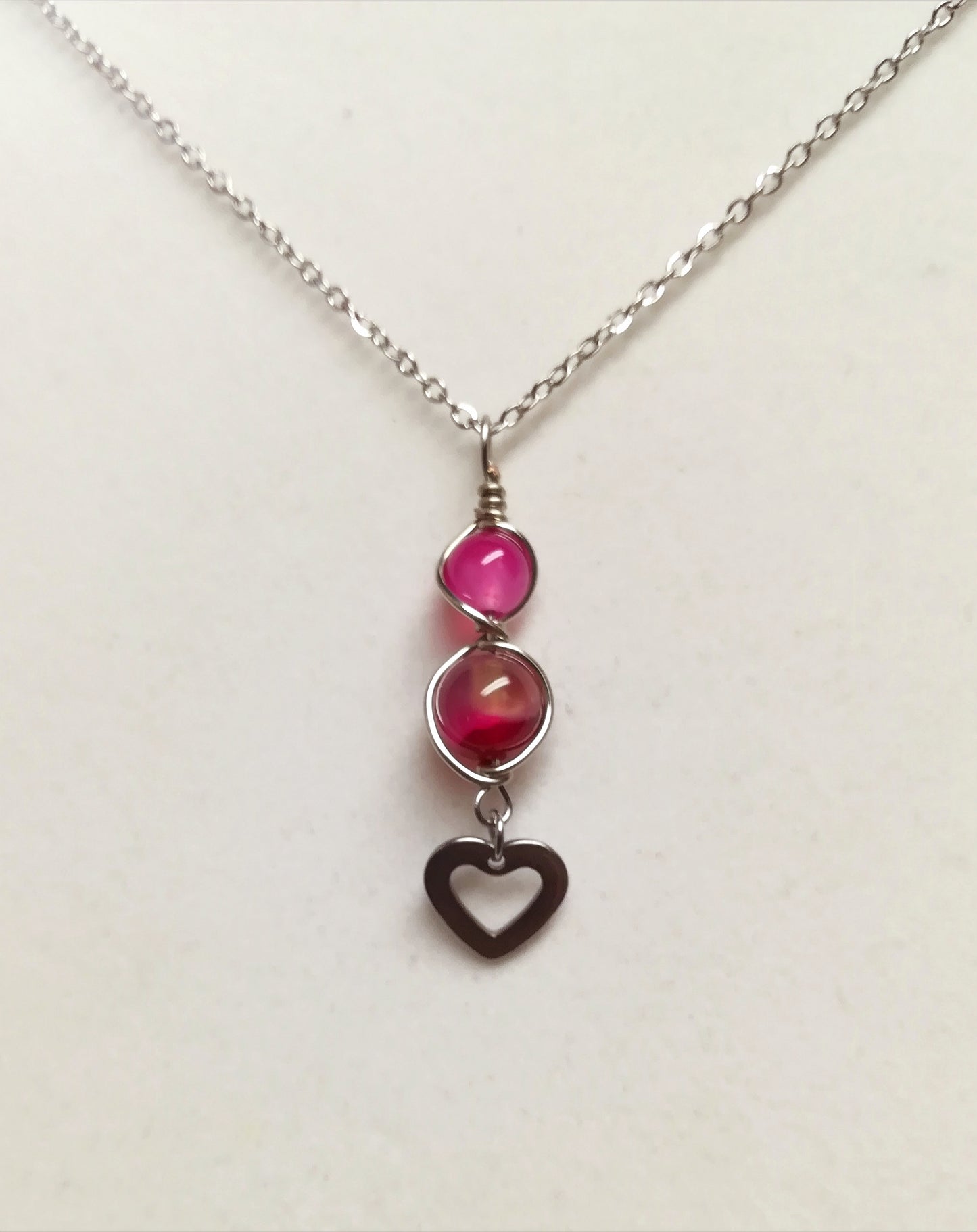 Ensemble torsadé agates fushia