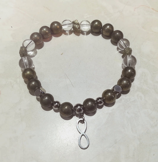 Bracelet extensible en pyrite de fer
